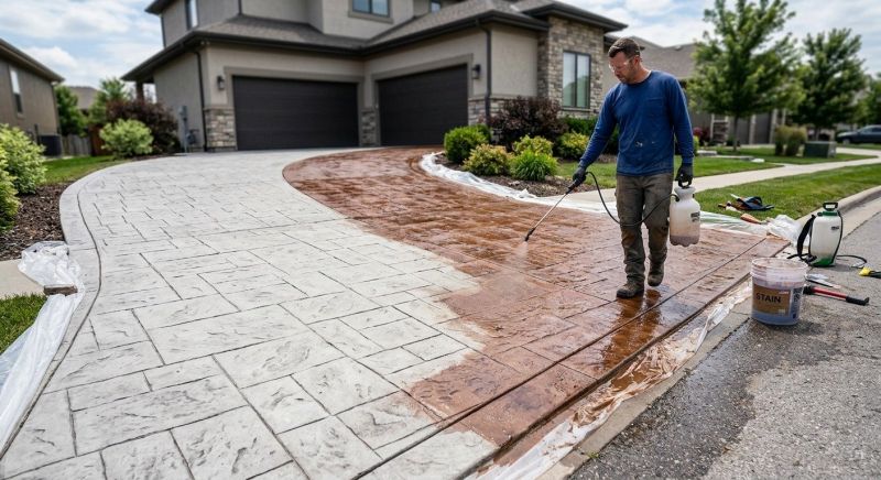 Driveway Concrete Staining in Dallas, TX