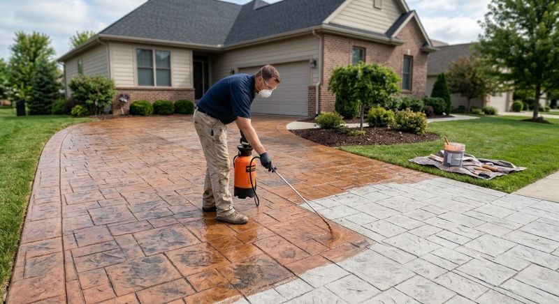 Concrete Driveway Staining in Frisco, TX